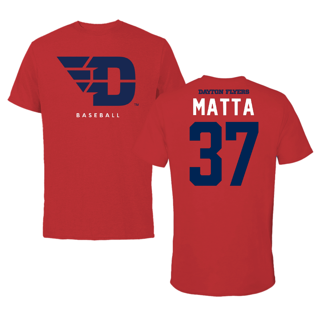 University of Dayton Baseball Red Performance Tee - #37 Luke Matta