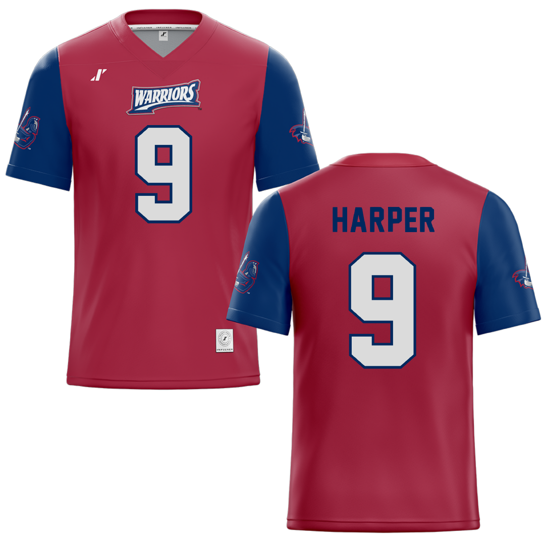 Sterling College Red Football Jersey - #9 Jordan Harper