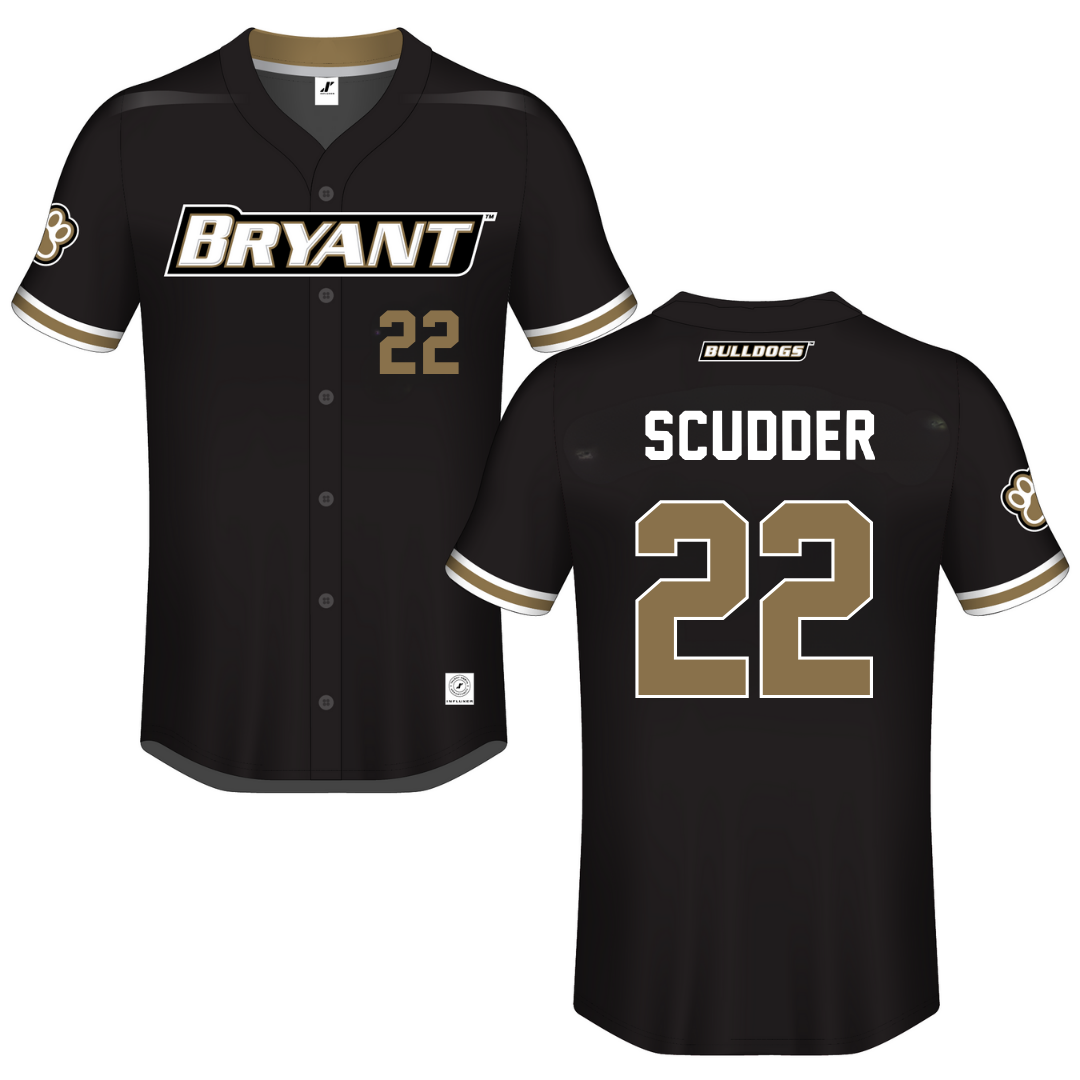 Bryant University Black Button-Down Jersey - #22 Dylan Scudder