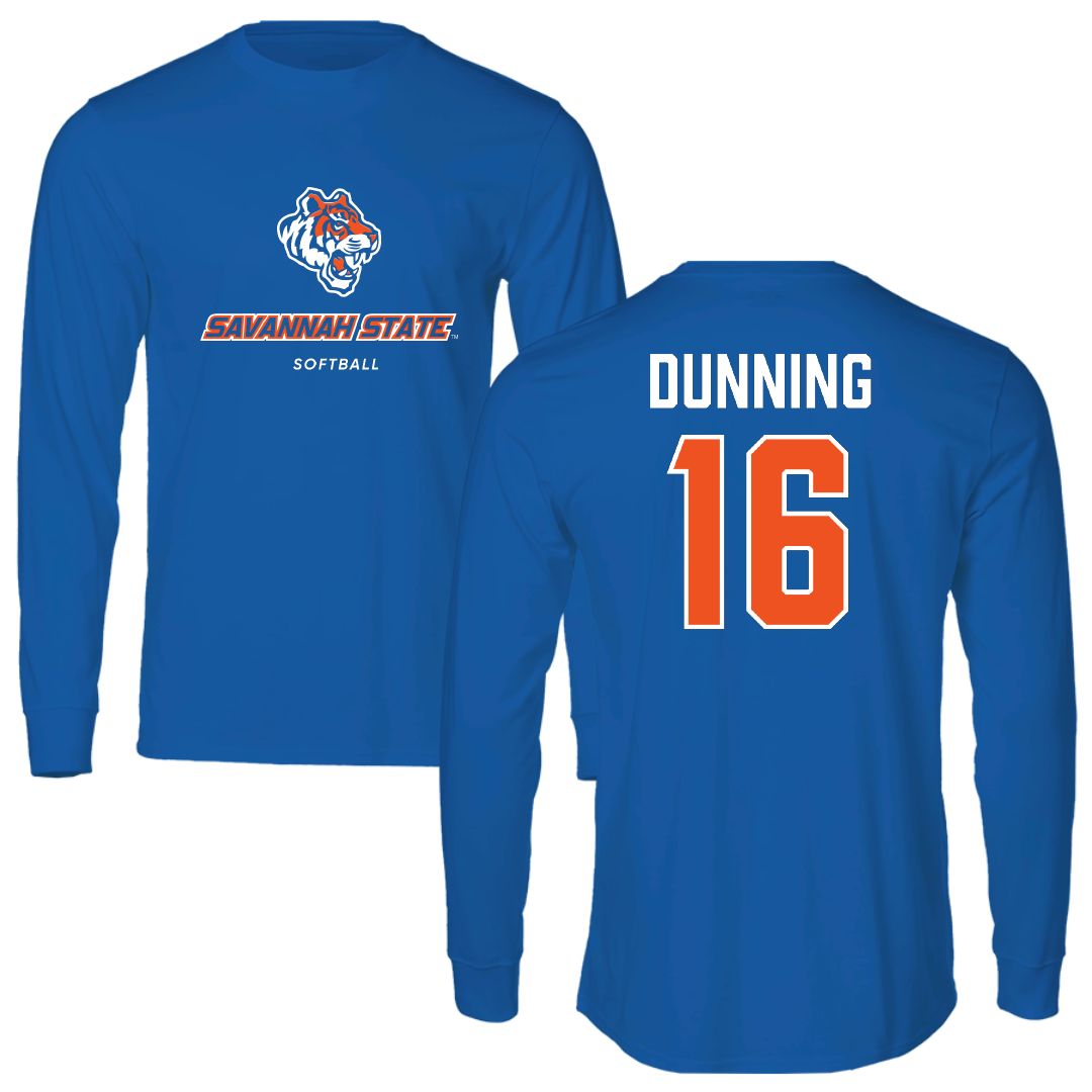 Savannah State University Softball Blue Long Sleeve - #16 Milani Dunning