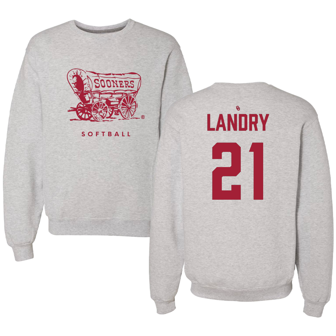 University of Oklahoma Softball Gray Crewneck - #21 Sam Landry
