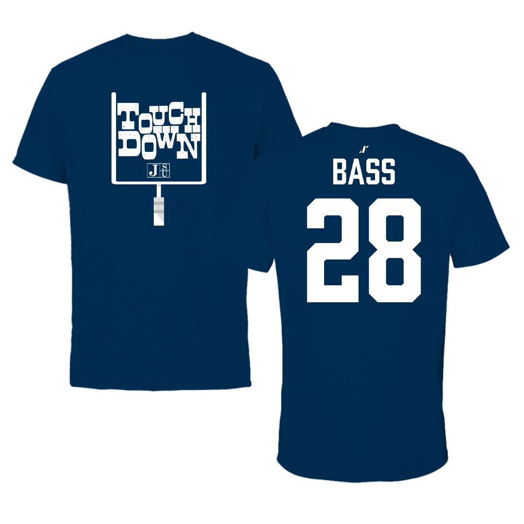Jackson State University Football Navy Touchdown Tee - #28 Keith Bass
