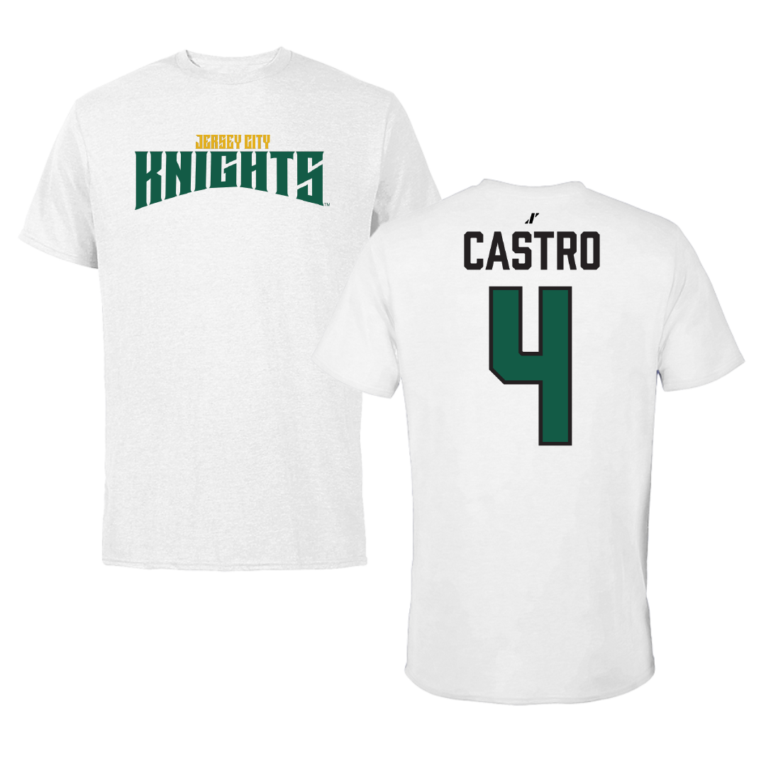 New Jersey City University Softball White Classic Performance Tee - #4 Abby Castro