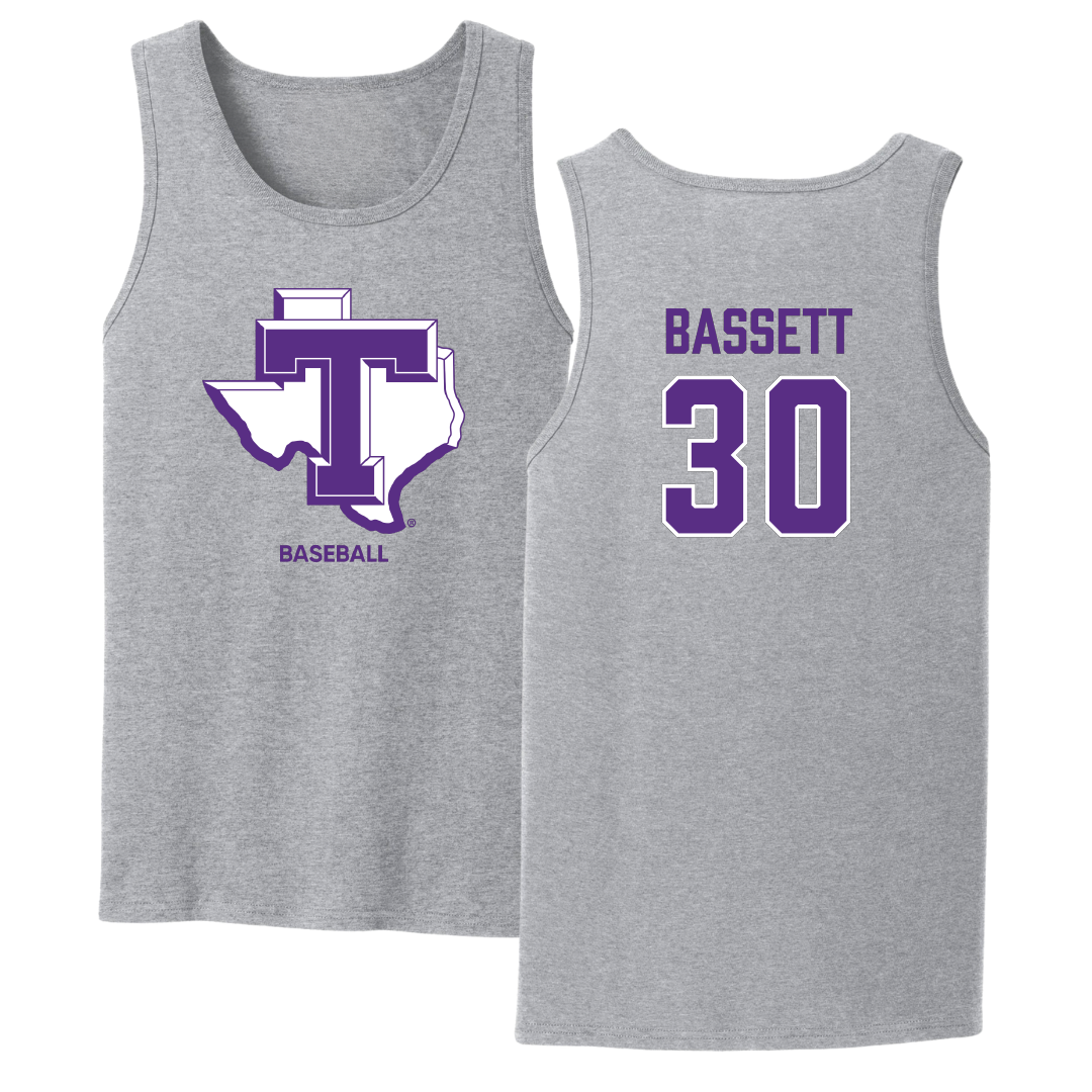 Tarleton State University Baseball Sport Gray Tank Top - #30 Ashton Bassett