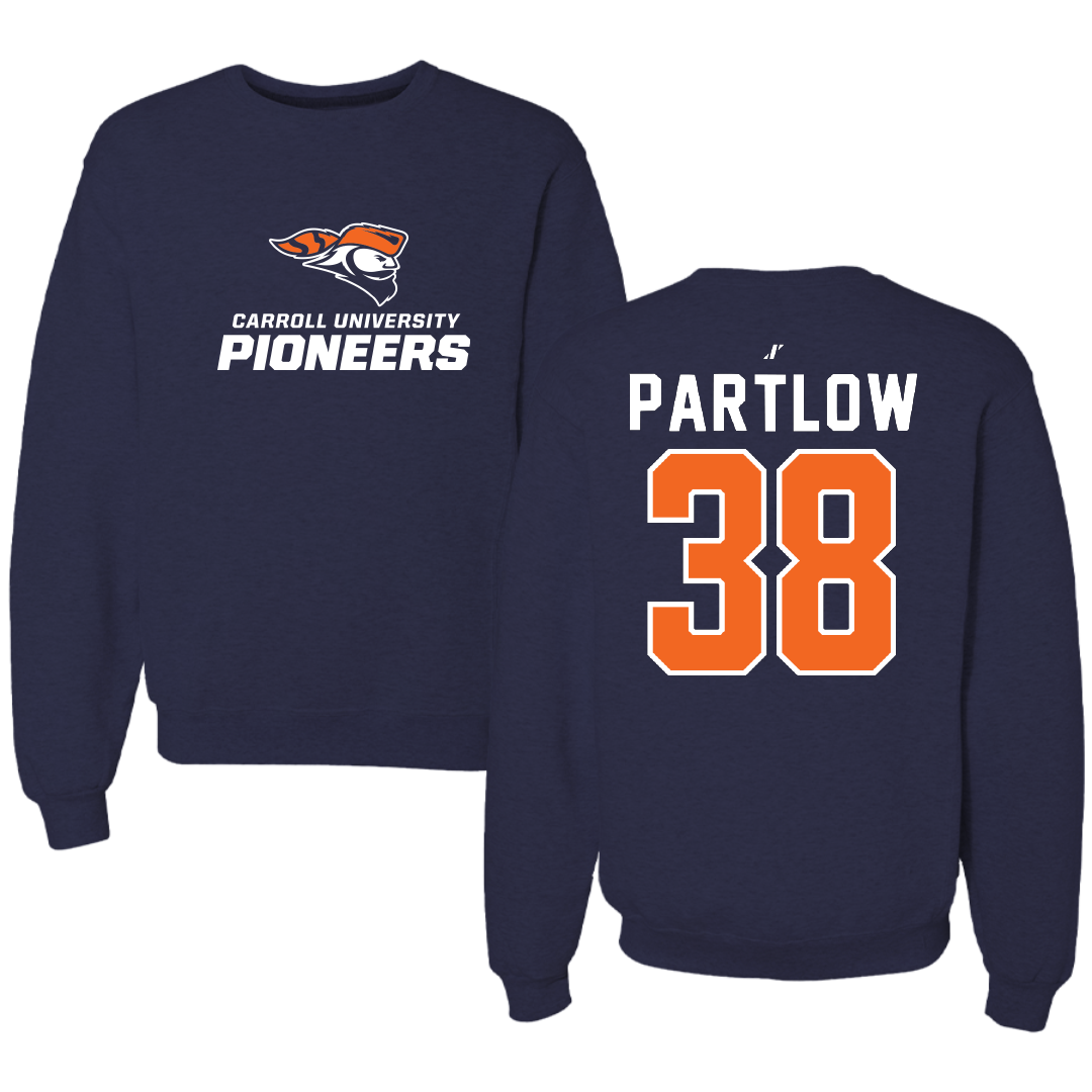 Carroll University Football Navy Crewneck - #38 Brayden Partlow