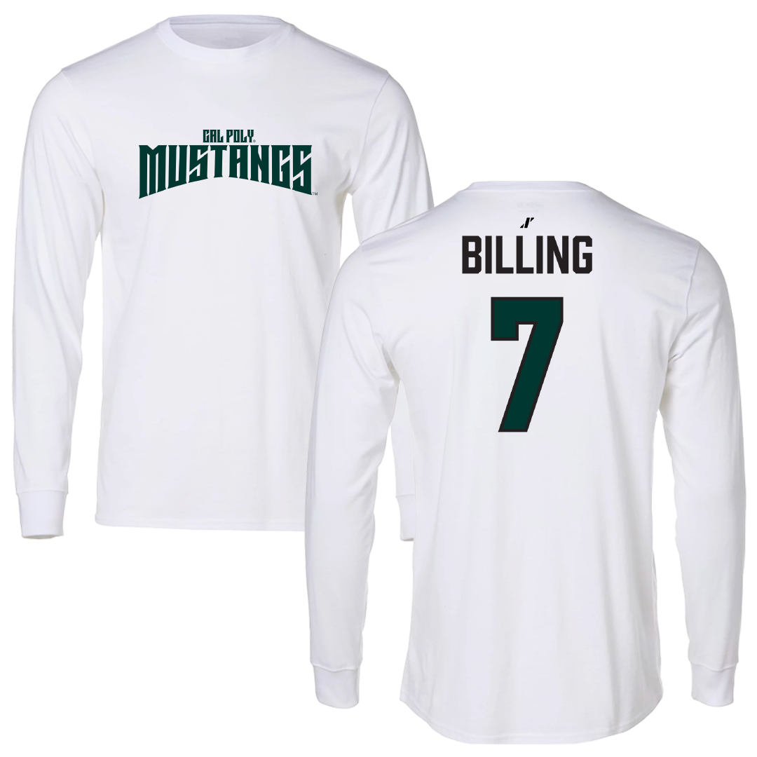 Cal Poly Basketball (W) White Classic Performance Long Sleeve - #7 Jordan Billing