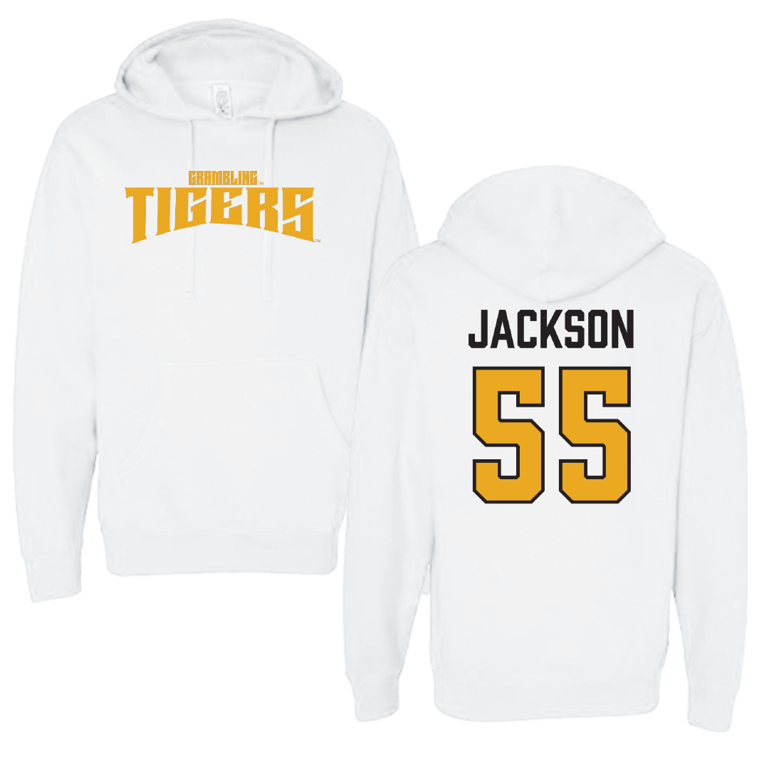 Grambling State University Baseball White Classic Hoodie - #55 Nik Jackson
