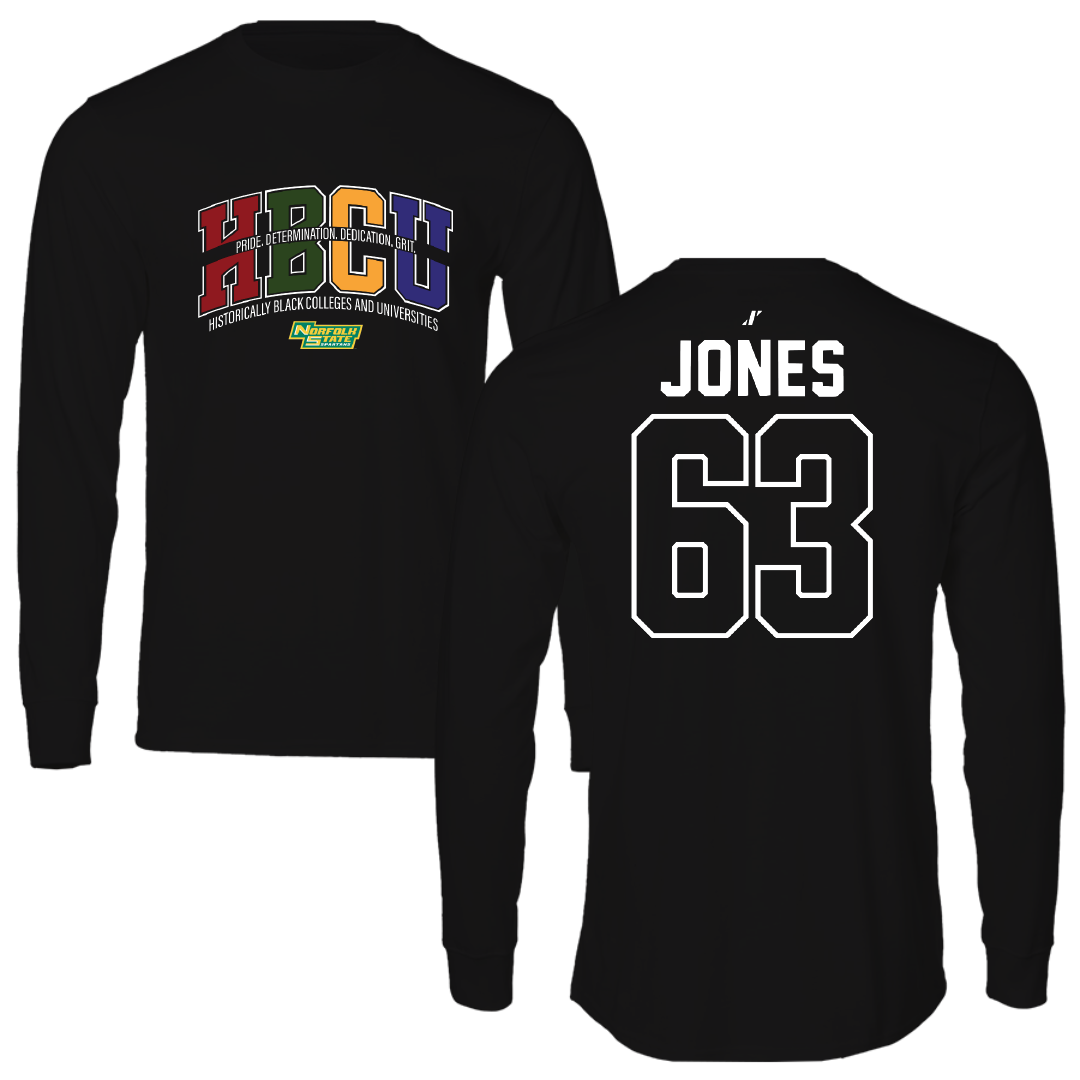Norfolk State University Football Black HBCU Long Sleeve - #63 Chris Jones