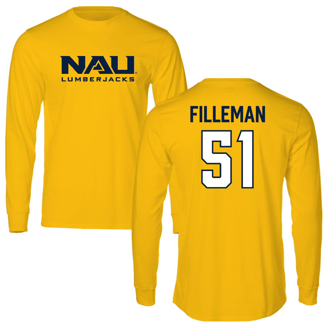 Northern Arizona University Football Gold Long Sleeve - #51 Jace Filleman