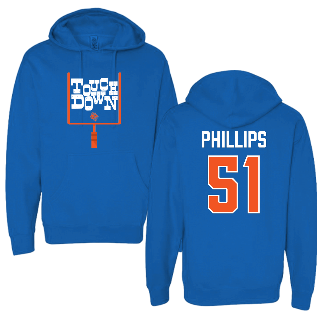 Savannah State University Football Blue Touchdown Hoodie - #51 Ameer Phillips