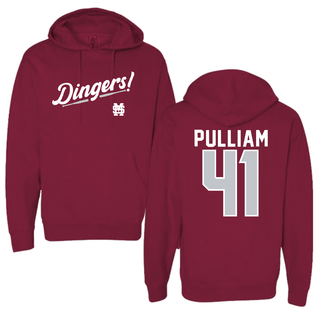 Mississippi State University Baseball Maroon Dingers Hoodie - #41 Ethan Pulliam