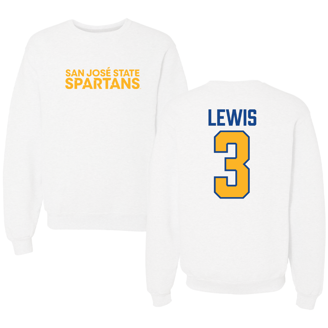 San Jose State University Baseball White Crewneck - #3 Jared Lewis