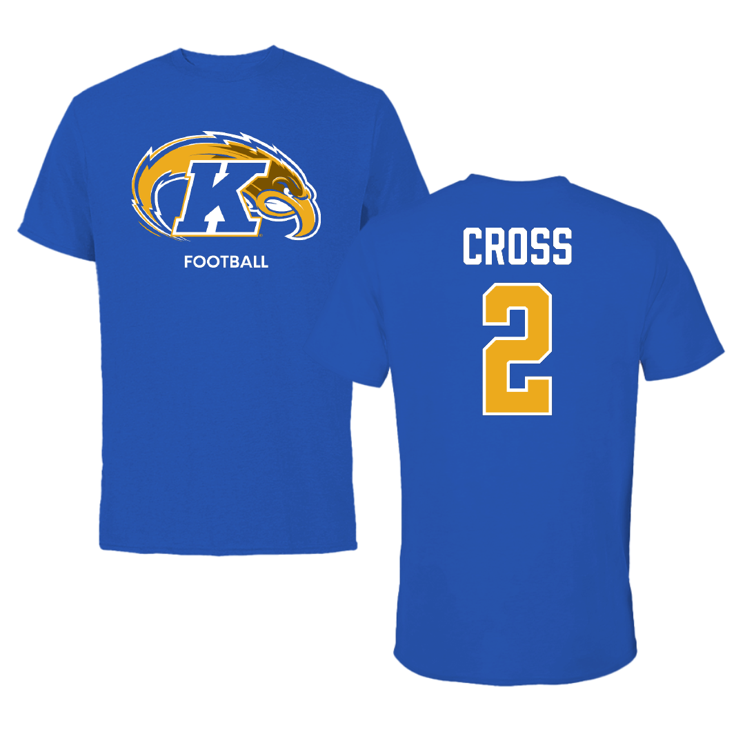 Kent State University Football Blue Tee - #2 Semaj Cross
