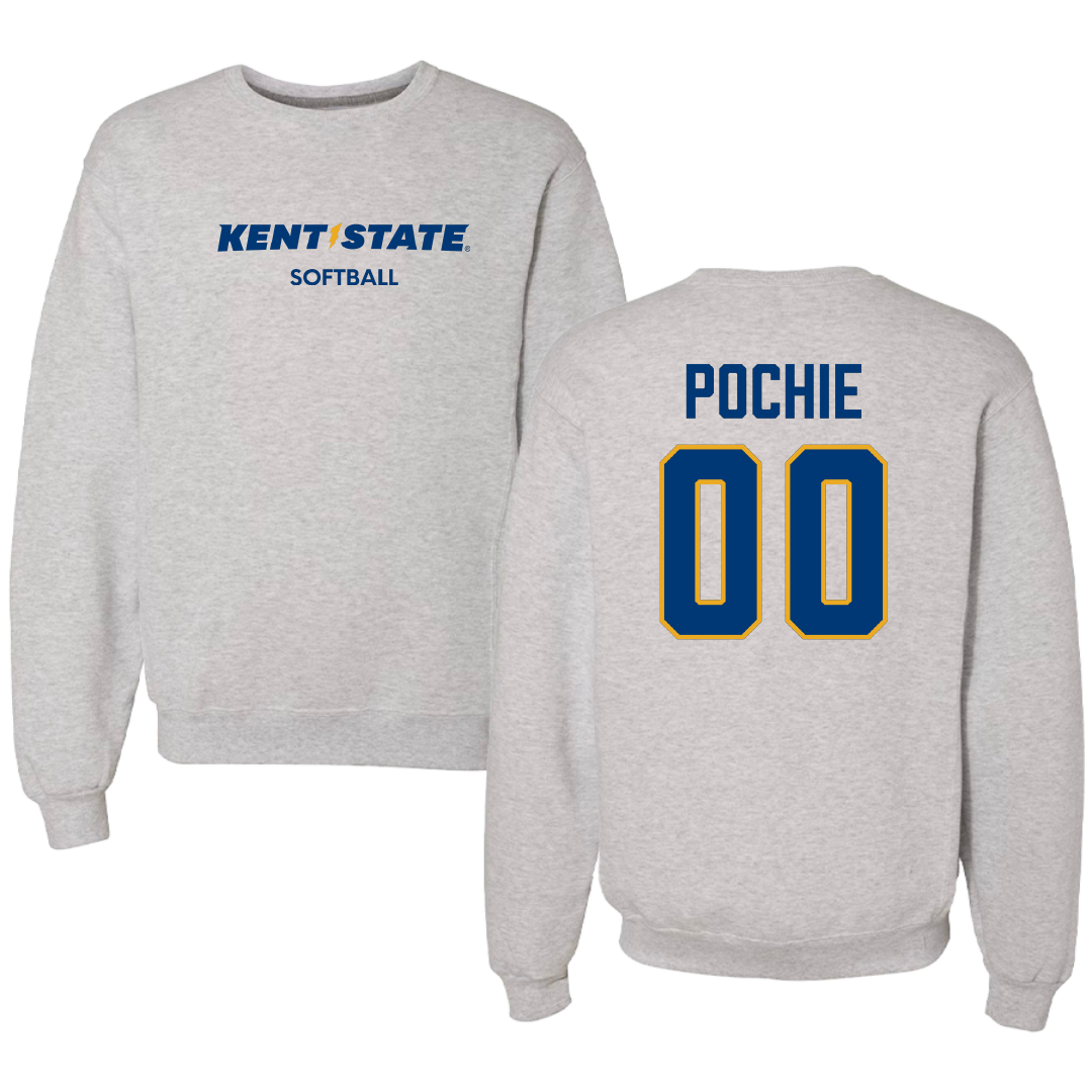 Kent State University Softball Light Gray Crewneck - #00 Abbey Pochie