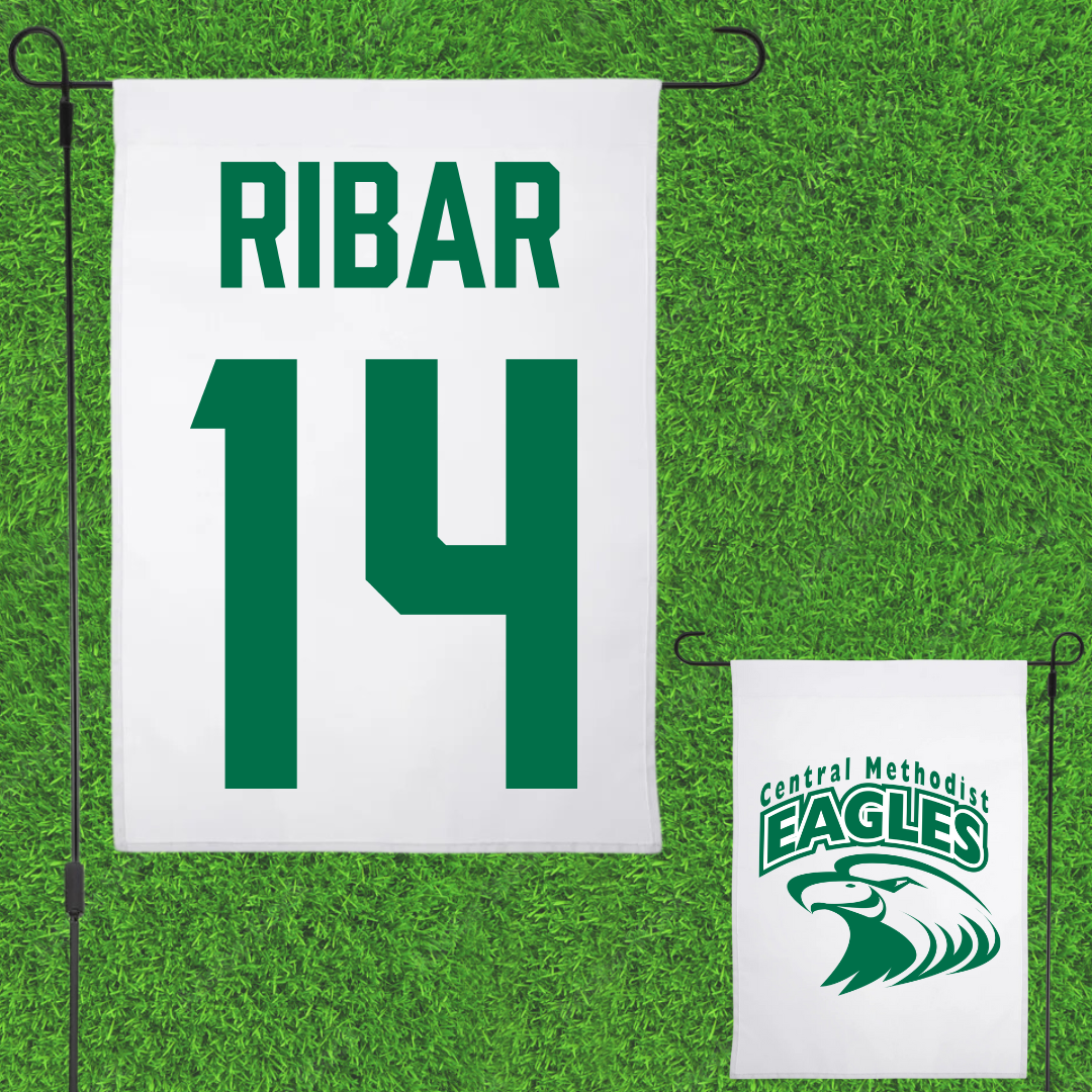 Central Methodist University Baseball White Garden Flag - #14 Jon Ribar