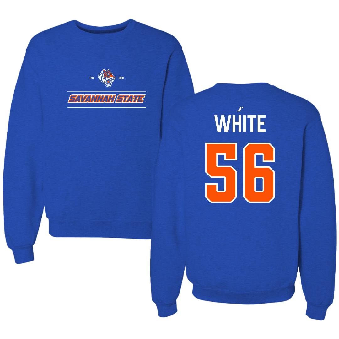 Savannah State University Football Blue General Crewneck - #56 Akeem White