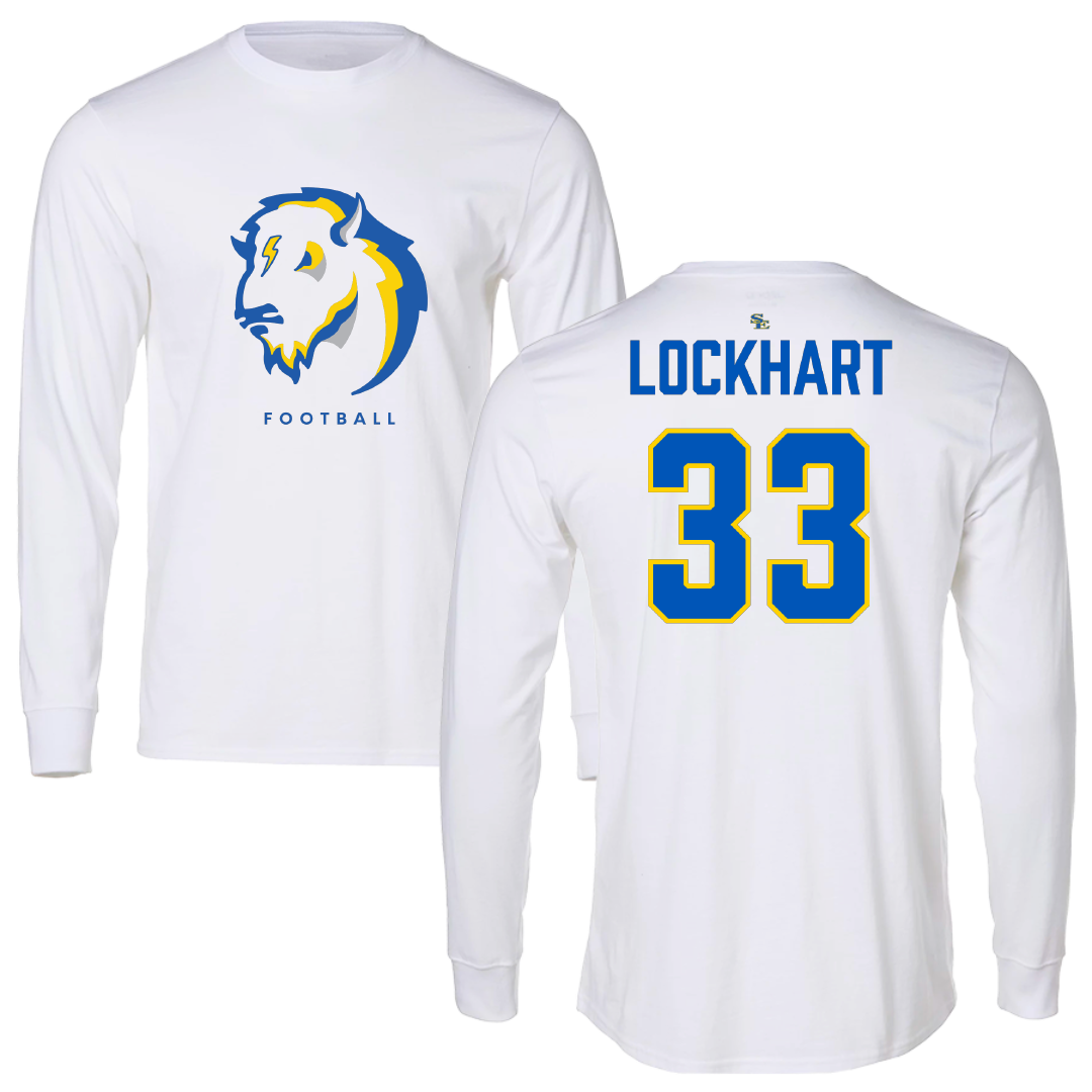 Southeastern Oklahoma State University Football White Performance Long Sleeve - #33 Kameron Lockhart