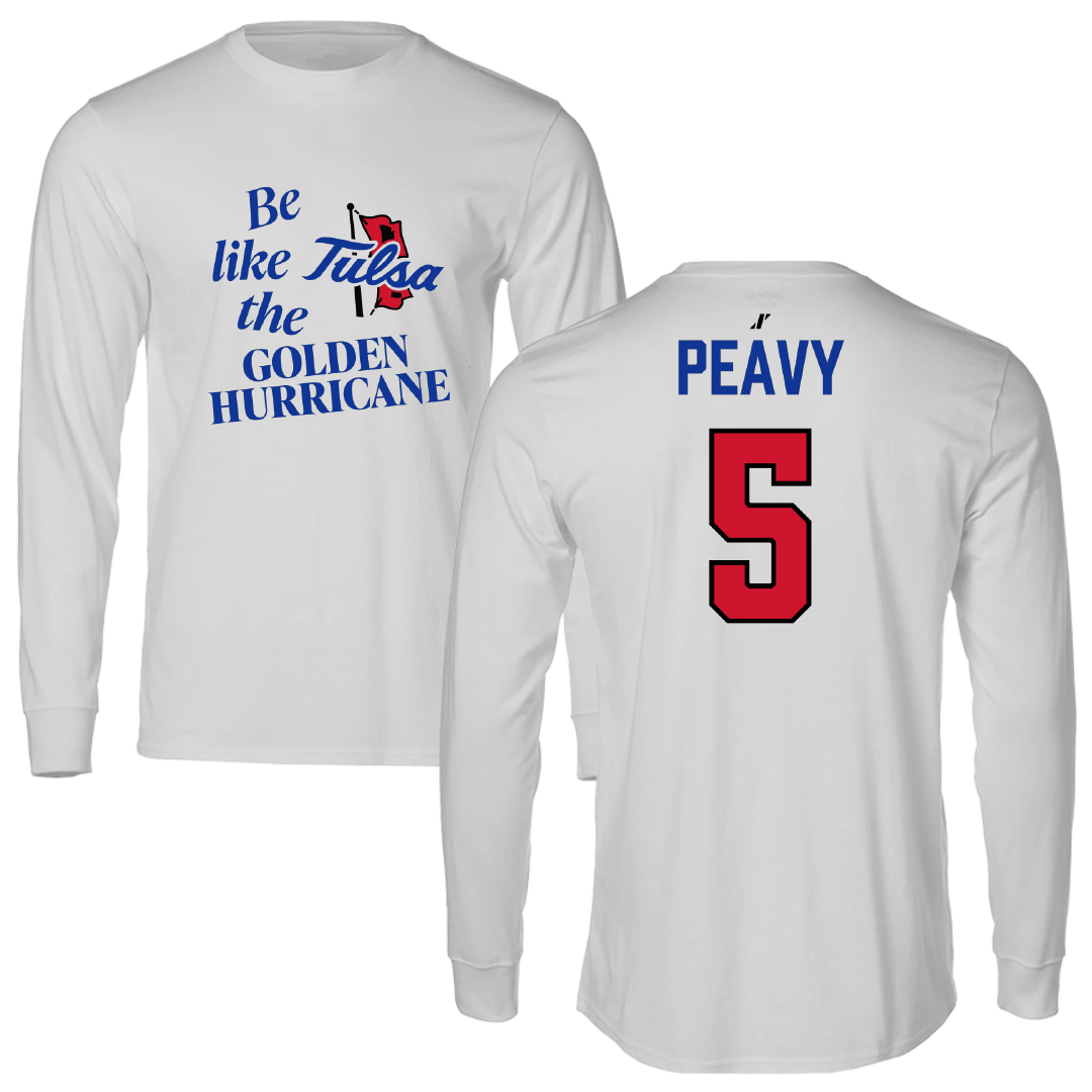 The University of Tulsa Basketball (W) Light Gray Be Like Us Performance Long Sleeve - #5 Alisha Peavy