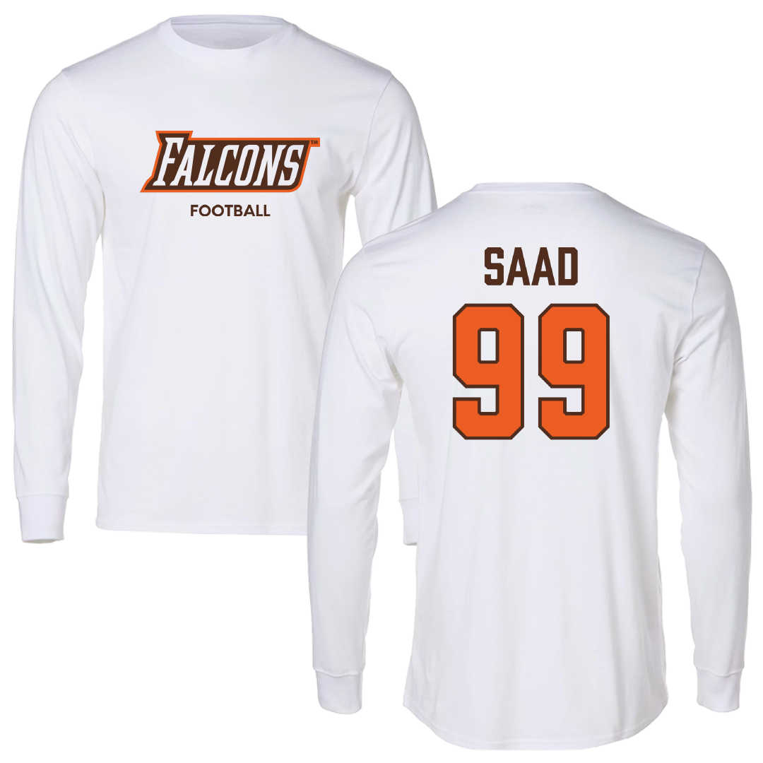 Bowling Green State University Football White Performance Long Sleeve - #99 Ali Saad