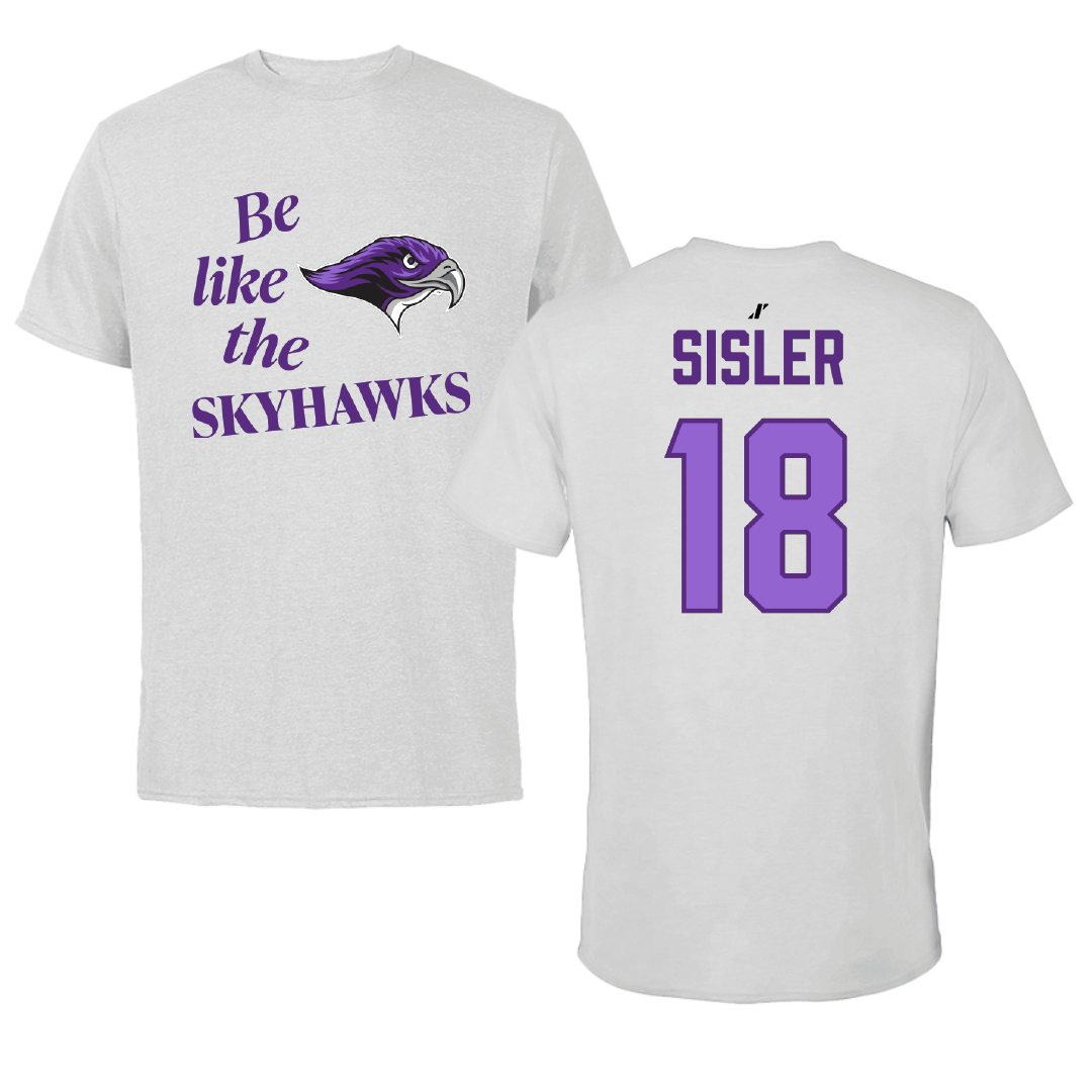 Stonehill College Football Light Gray Be Like Us Performance Tee - #18 Deven Sisler