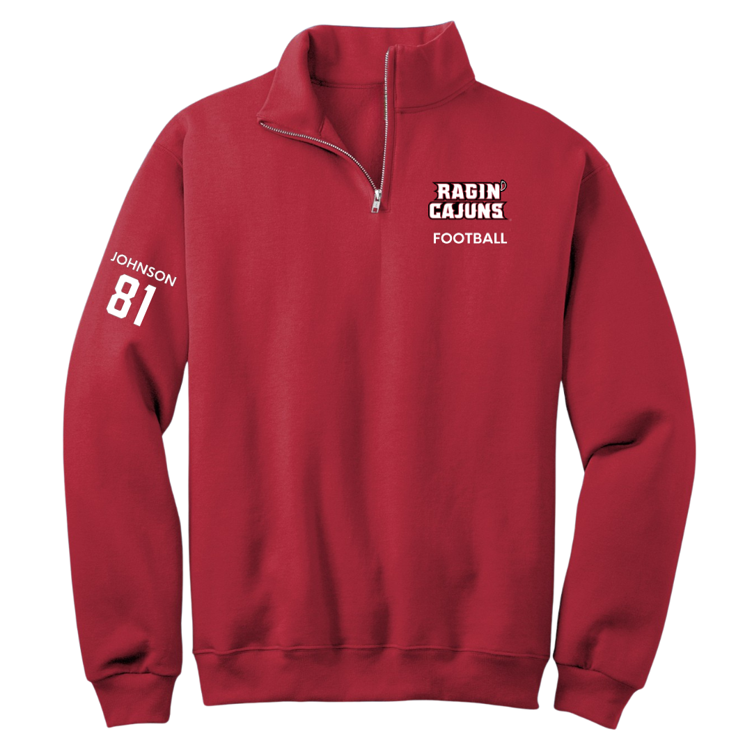 University of Louisiana at Lafayette Football Red Quarter-Zip - #81 Jaydon Johnson