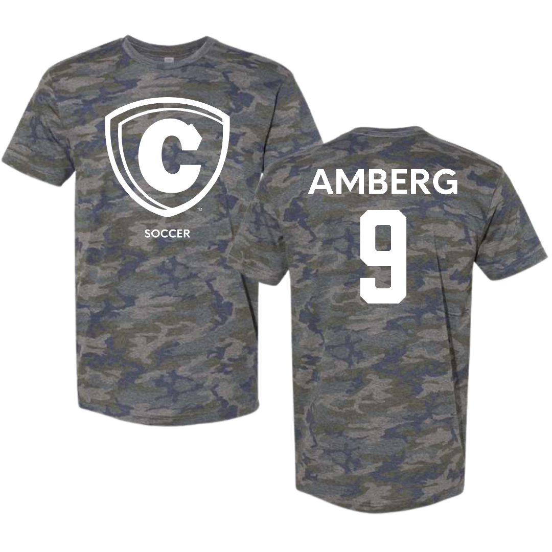 Carthage College Soccer (W) Vintage Camo Tee - #9 Emma Amberg