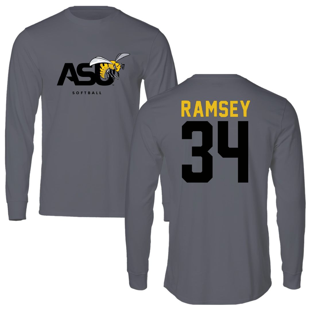 Alabama State University Softball Dark Gray Long Sleeve - #34 Brooke Ramsey