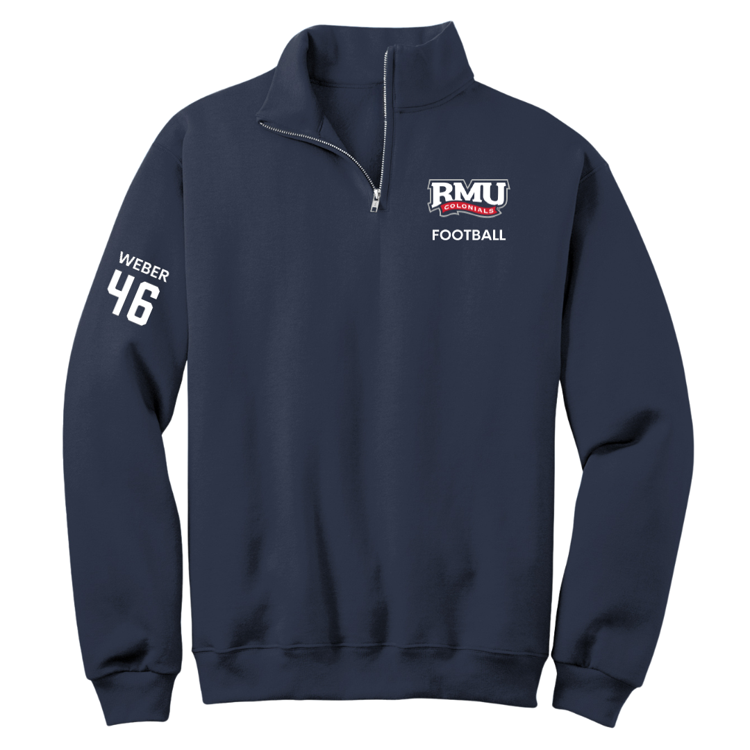 Robert Morris University Football Navy Quarter-Zip - #46 Zach Weber