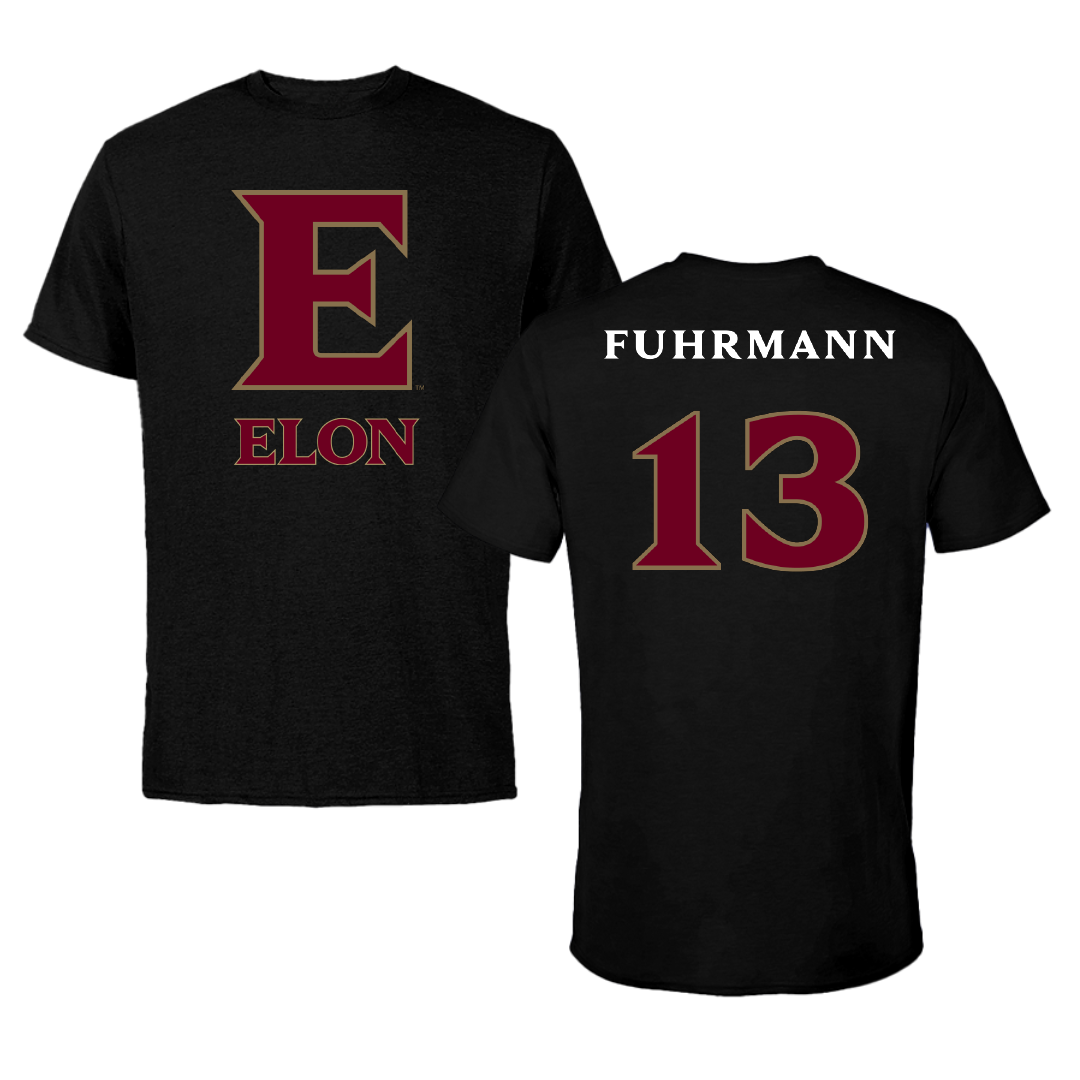 Elon University Football Black Performance Tee - #13 Isaiah Fuhrmann
