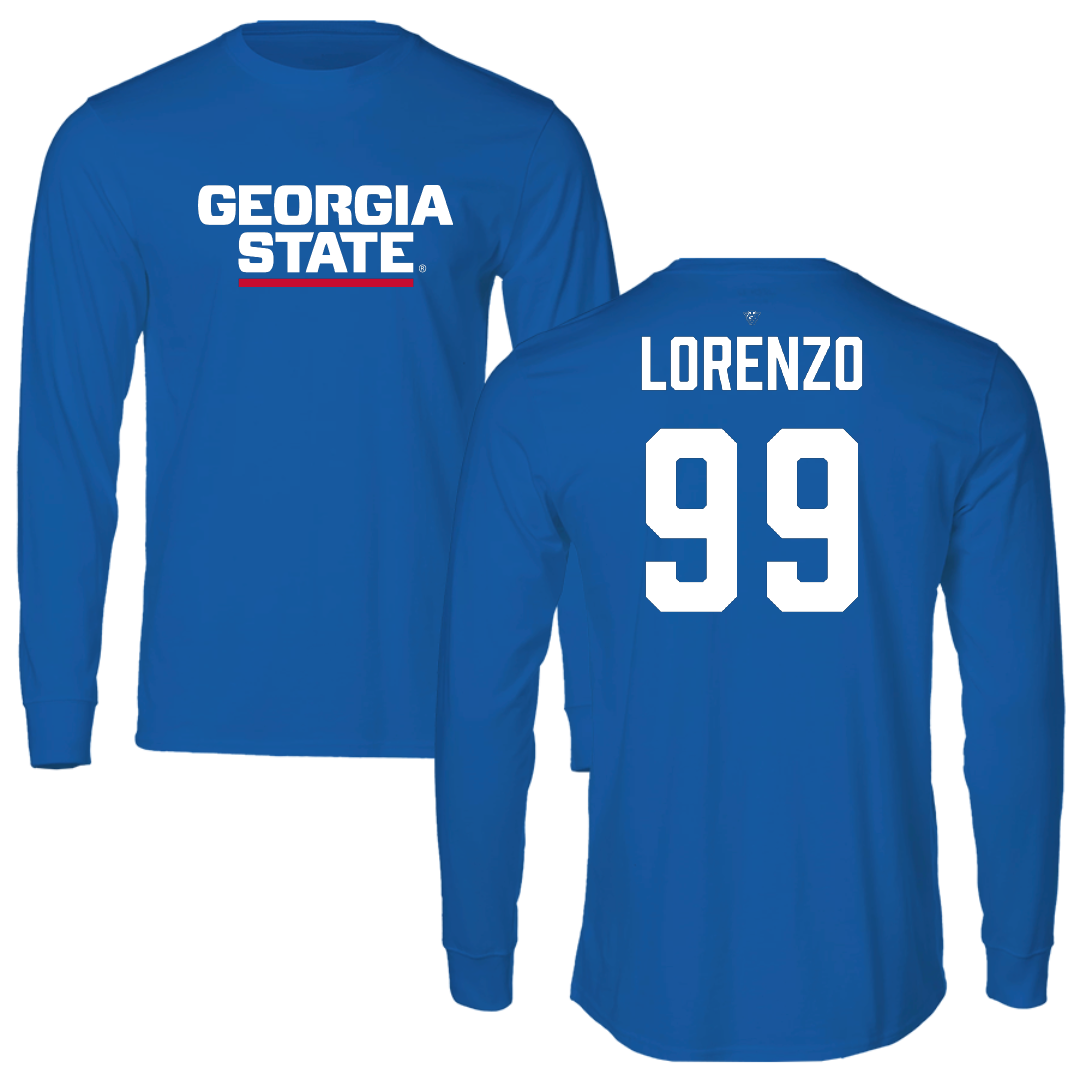 Georgia State University Football Blue Performance Long Sleeve - #99 Christian Lorenzo