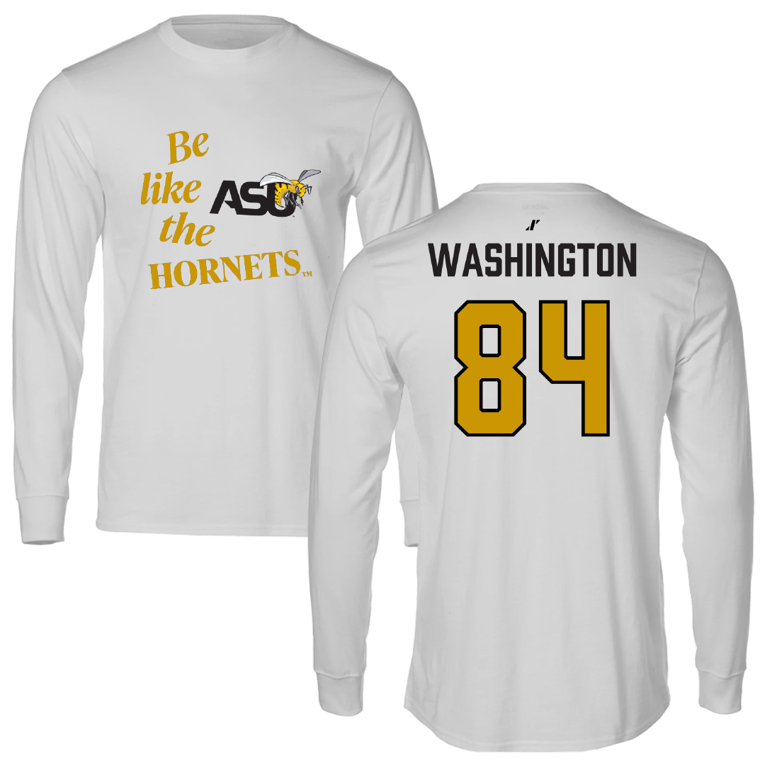 Alabama State University Football Light Gray Be Like Us Long Sleeve - #84 Joshua Washington