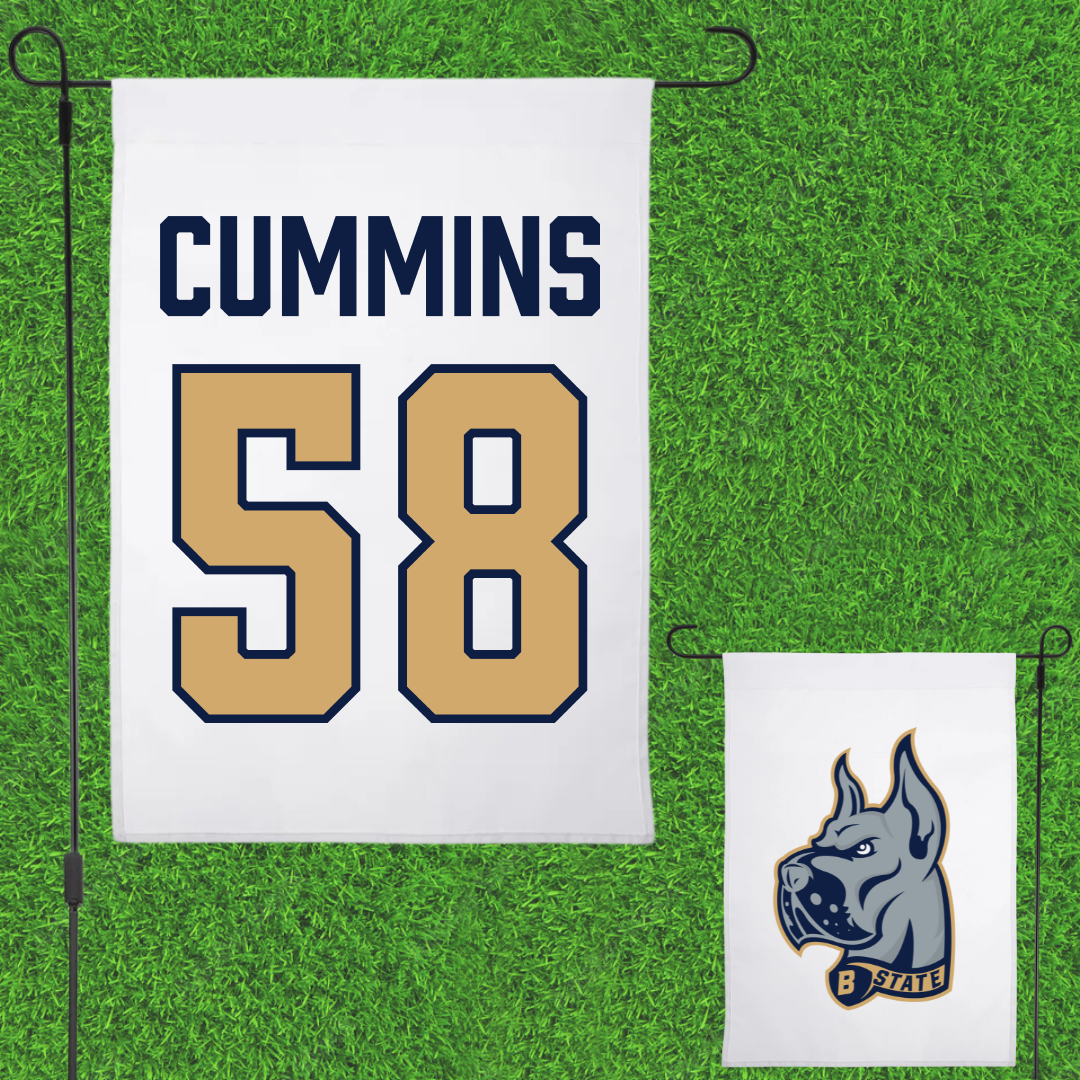 Bluefield State University Football White Garden Flag - #58 Michael Cummins