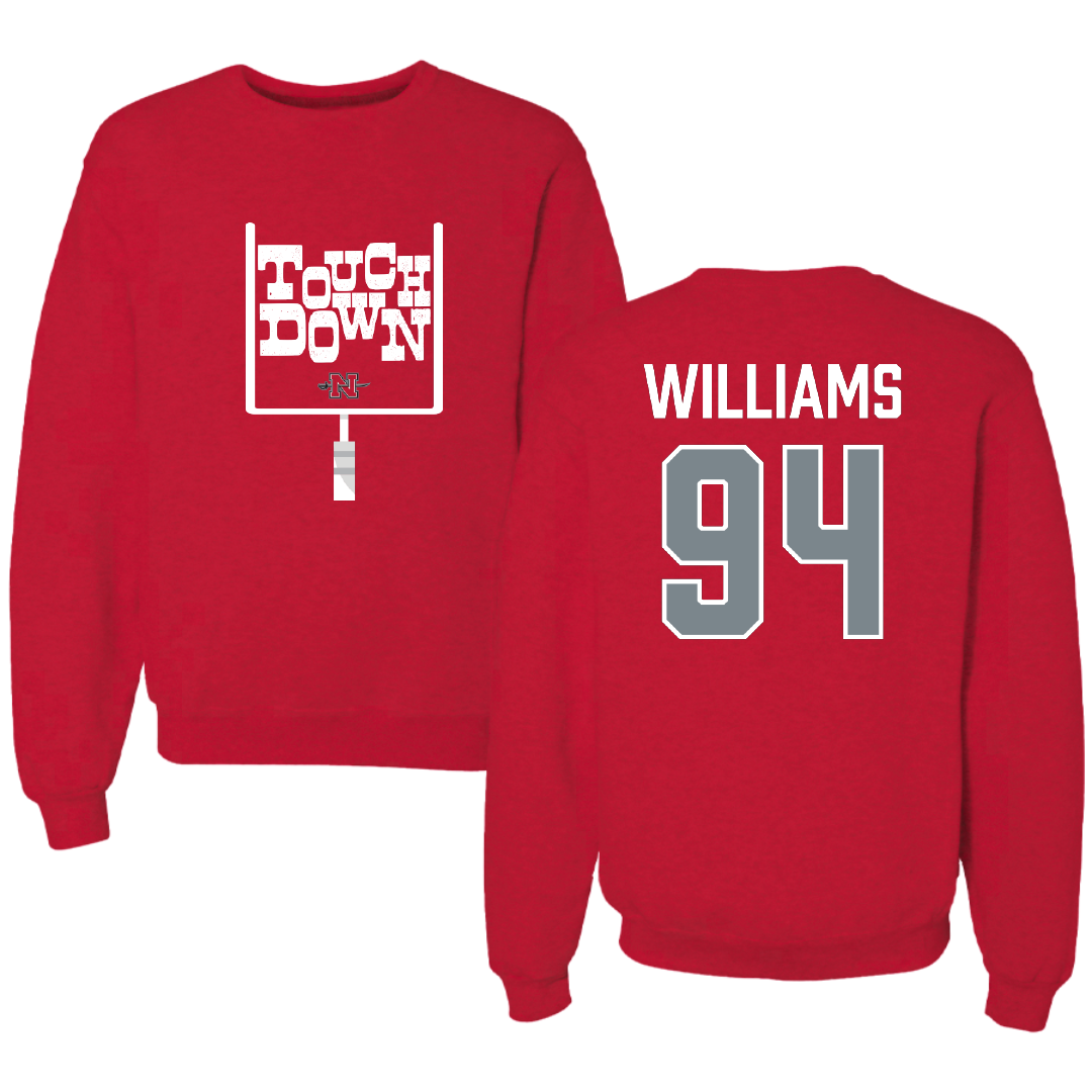 Nicholls State University Football Red Touchdown Crewneck - #94 Nick Williams