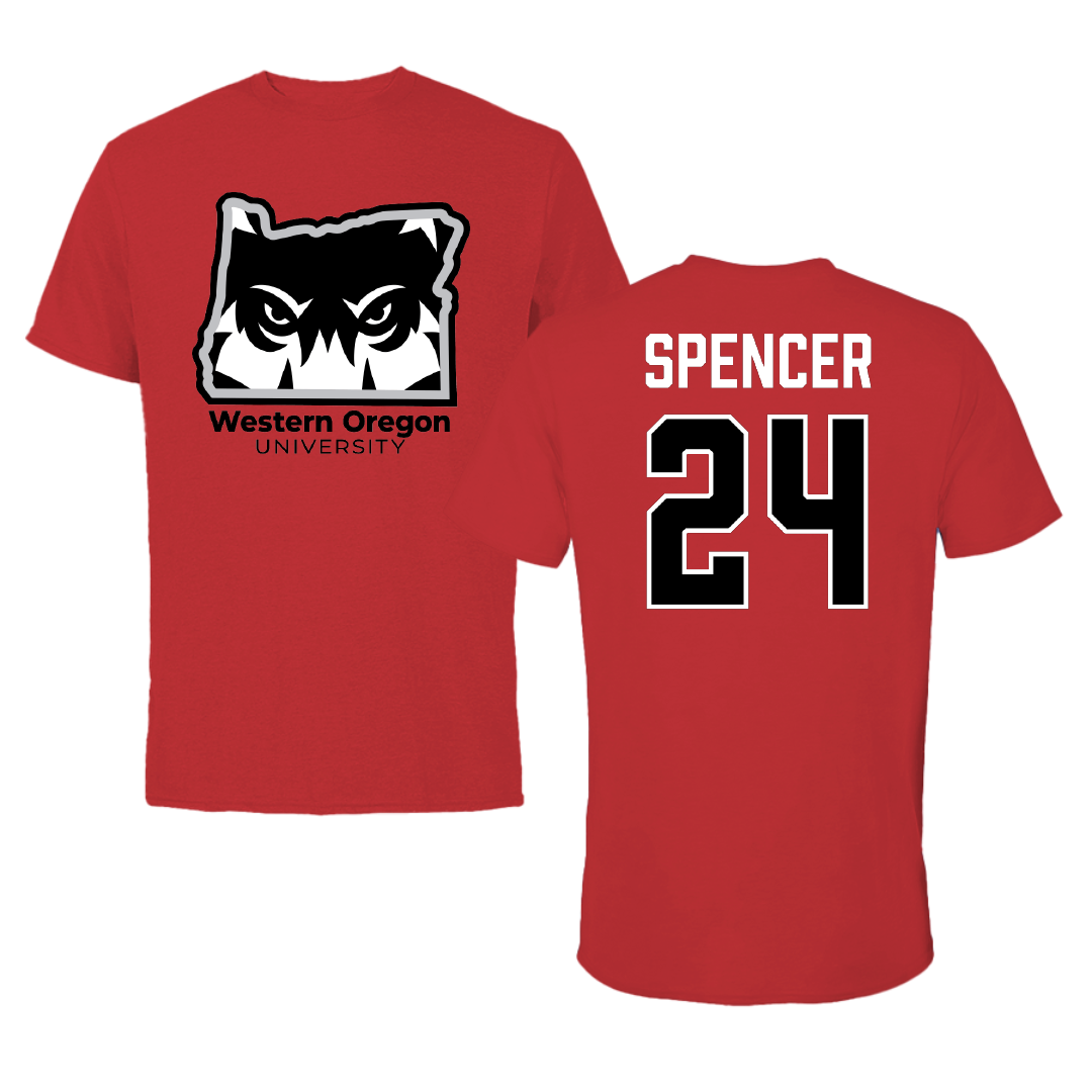 Western Oregon University Basketball (M) Red State Tee - #24 Liam Spencer