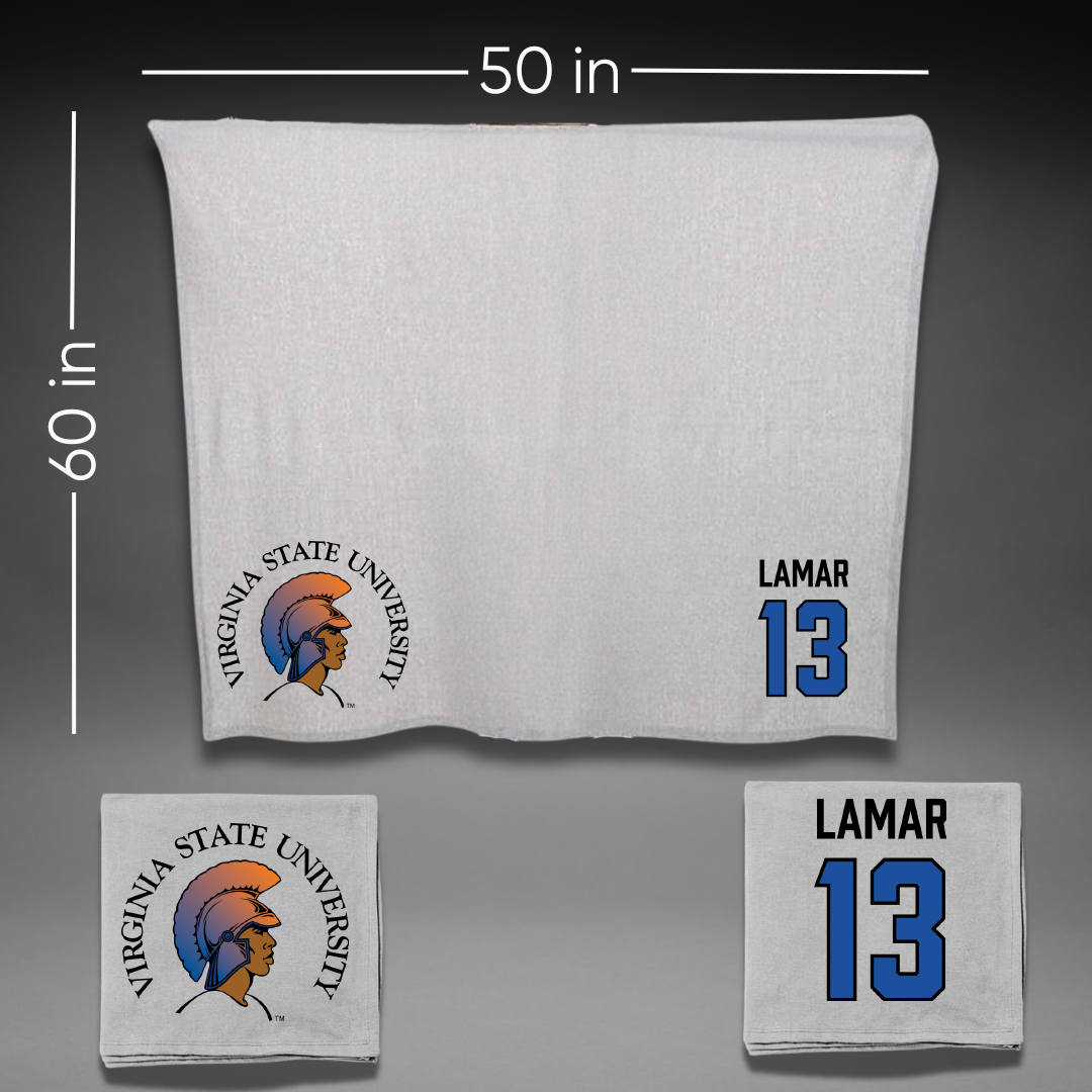 Virginia State University Football Gray Blanket - #13 Nasir Lamar