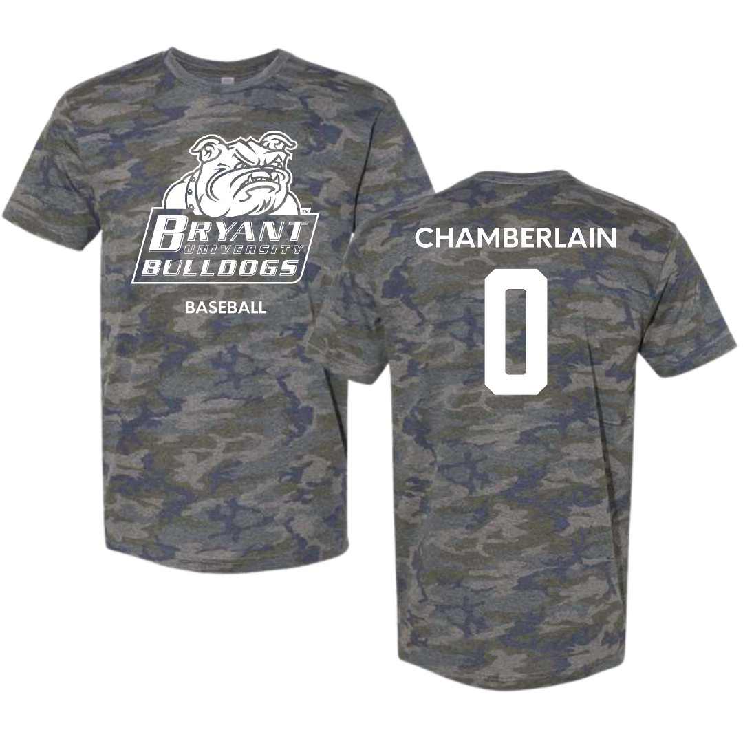 Bryant University Baseball Vintage Camo Tee - #0 Liam Chamberlain