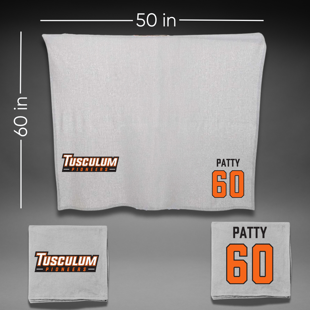 Tusculum University Football Gray Blanket - #60 Seth Patty