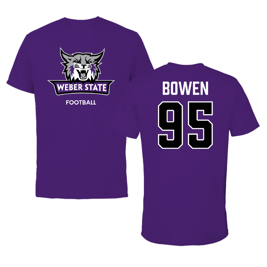 Weber State University Football Purple Performance Tee - #95 Breken Bowen