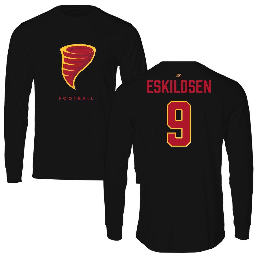 Iowa State University Football Black Performance Long Sleeve - #9 Brett Eskildsen