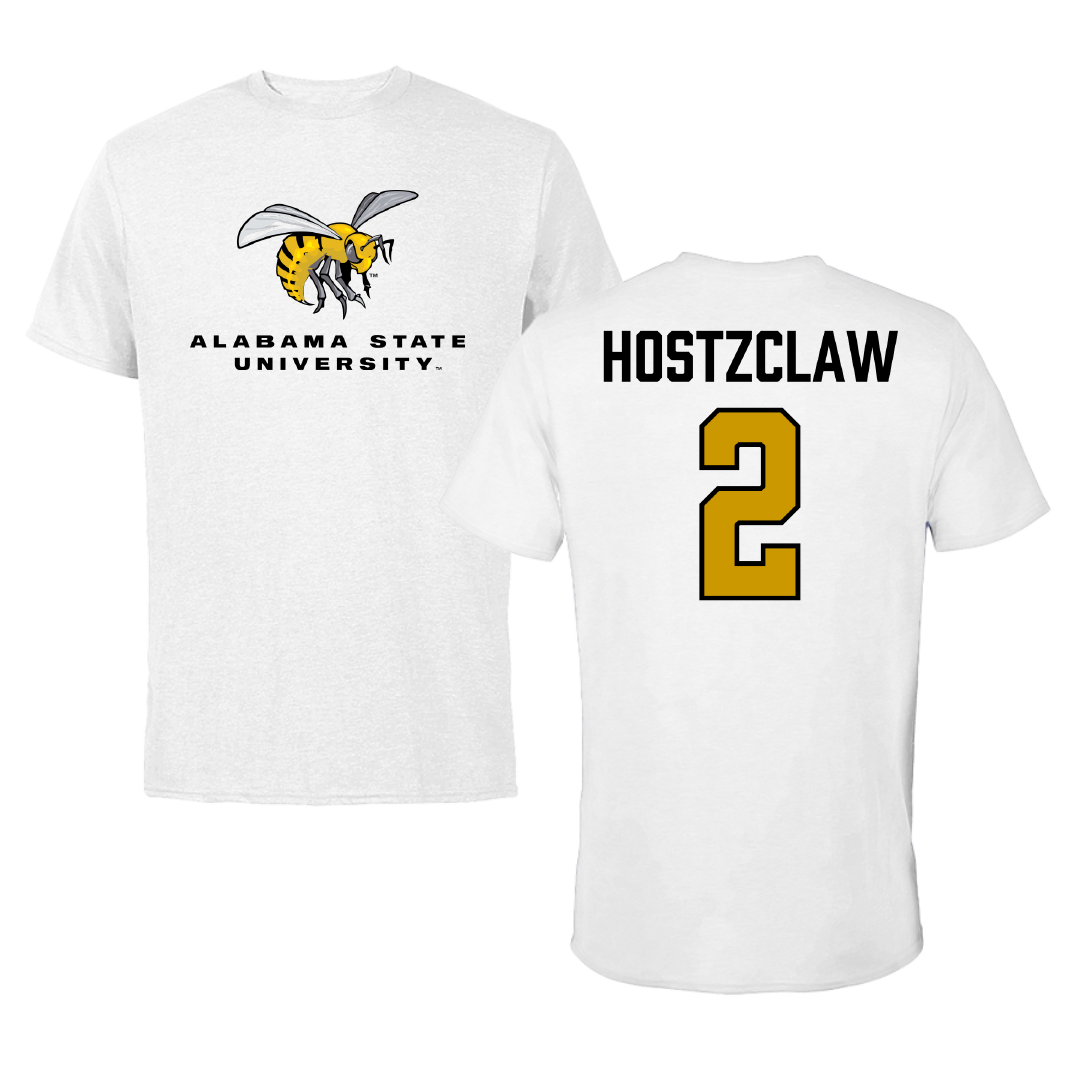 Alabama State University Football White Tee - #2 Jamarie Hostzclaw