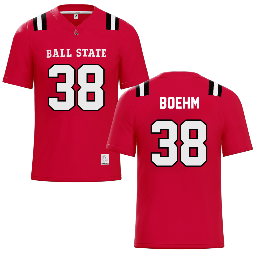 Ball State University Red Football Jersey - #38 Brody Boehm
