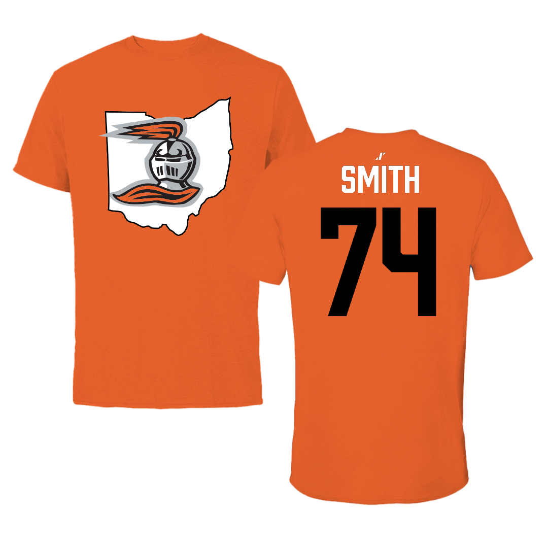 Heidelberg University Football Orange State Performance Tee - #74 Mitchell Smith