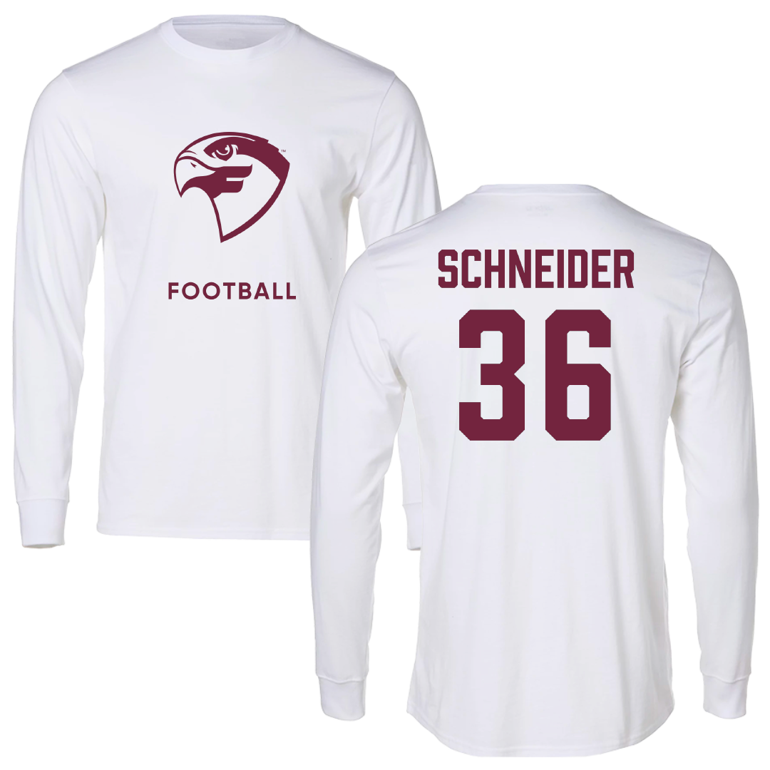Fairmont State University Football White Performance Long Sleeve - #36 Jack Schneider