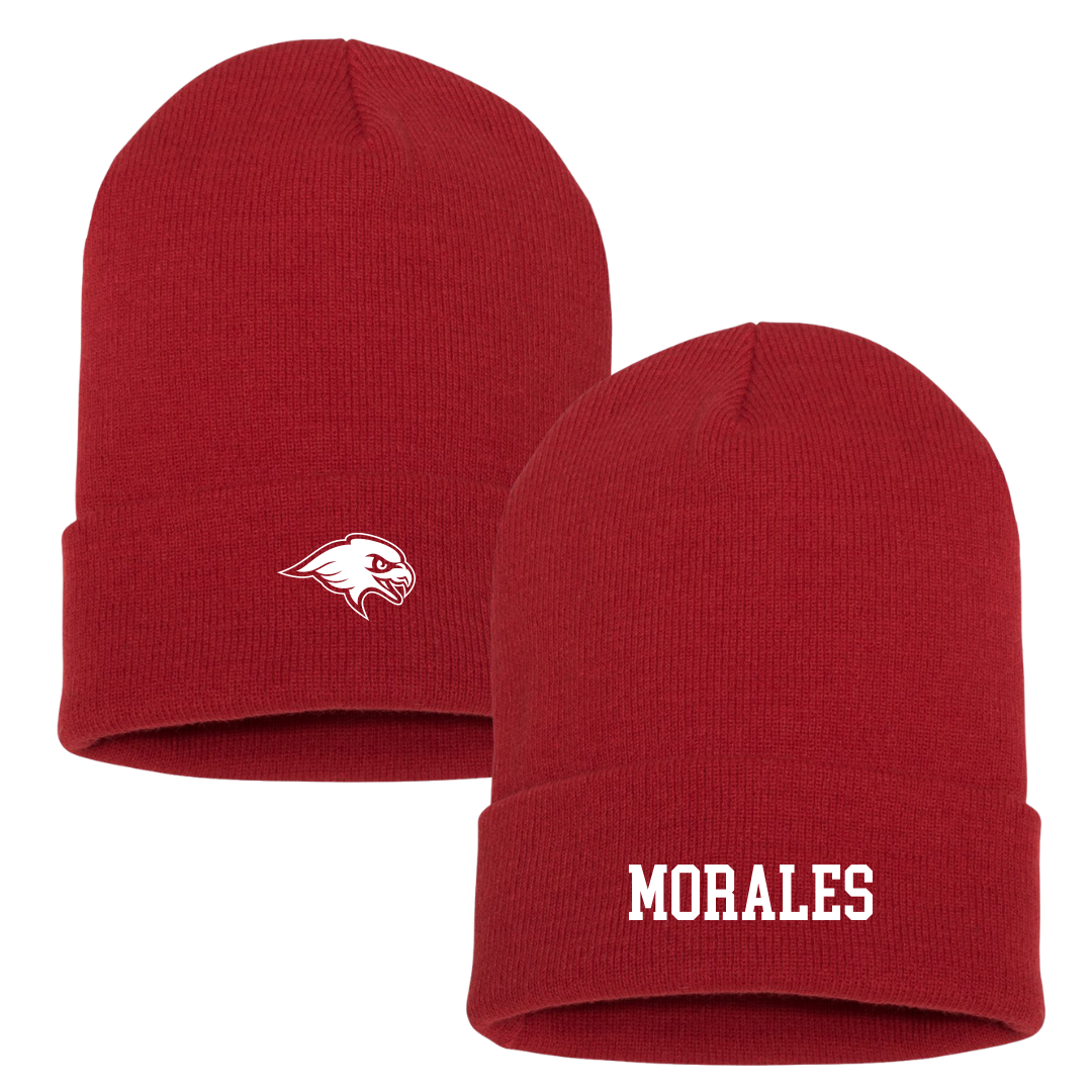 Montclair State University Basketball (M) Red Beanie - #25 Jacob Morales