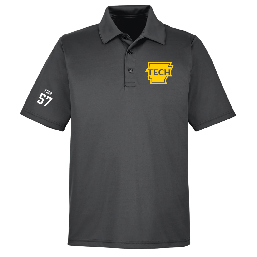 Arkansas Tech University Football Dark Gray Polo - #57 KD Ford