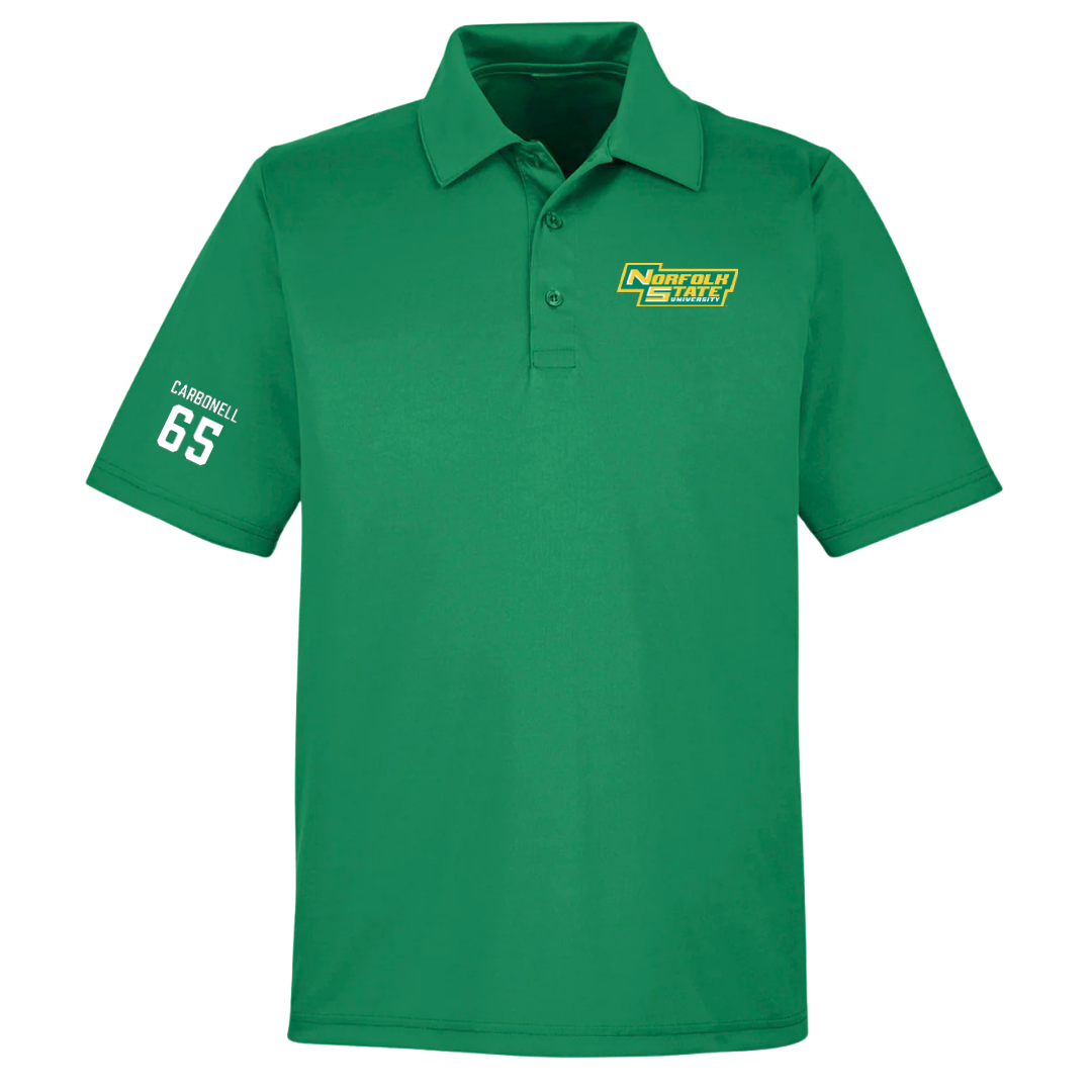 Norfolk State University Football Green Polo - #65 Juwuan Carbonell