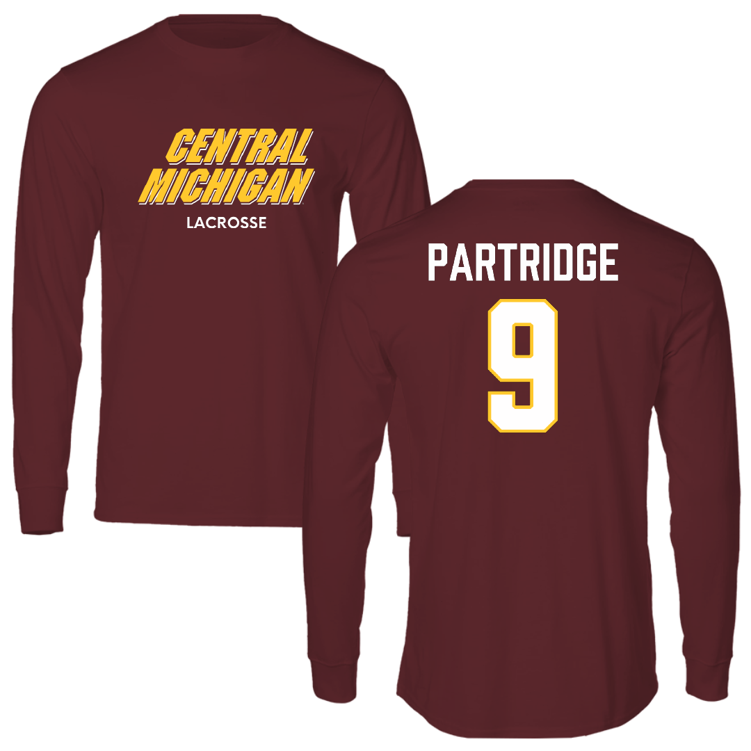 Central Michigan University Lacrosse (W) Maroon Performance Long Sleeve - #9 Avery Partridge