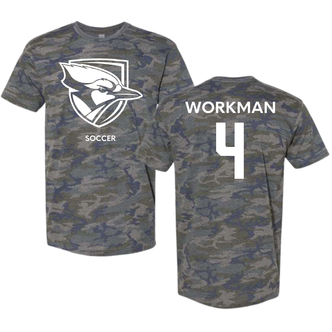 Elmhurst University Soccer (W) Vintage Camo Tee - #4 Natalie Workman