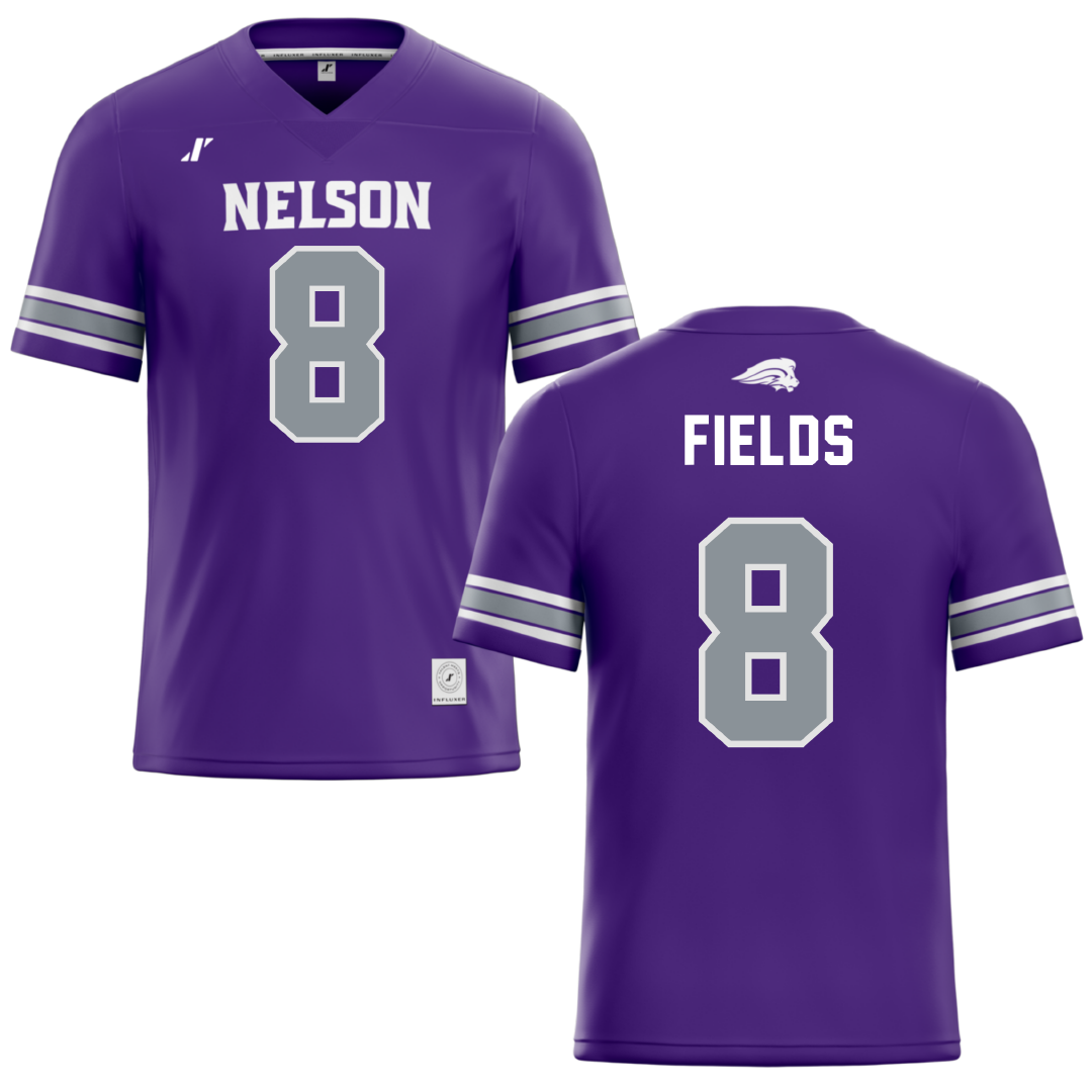 Nelson University Purple Football Jersey - #8 Lawson Fields