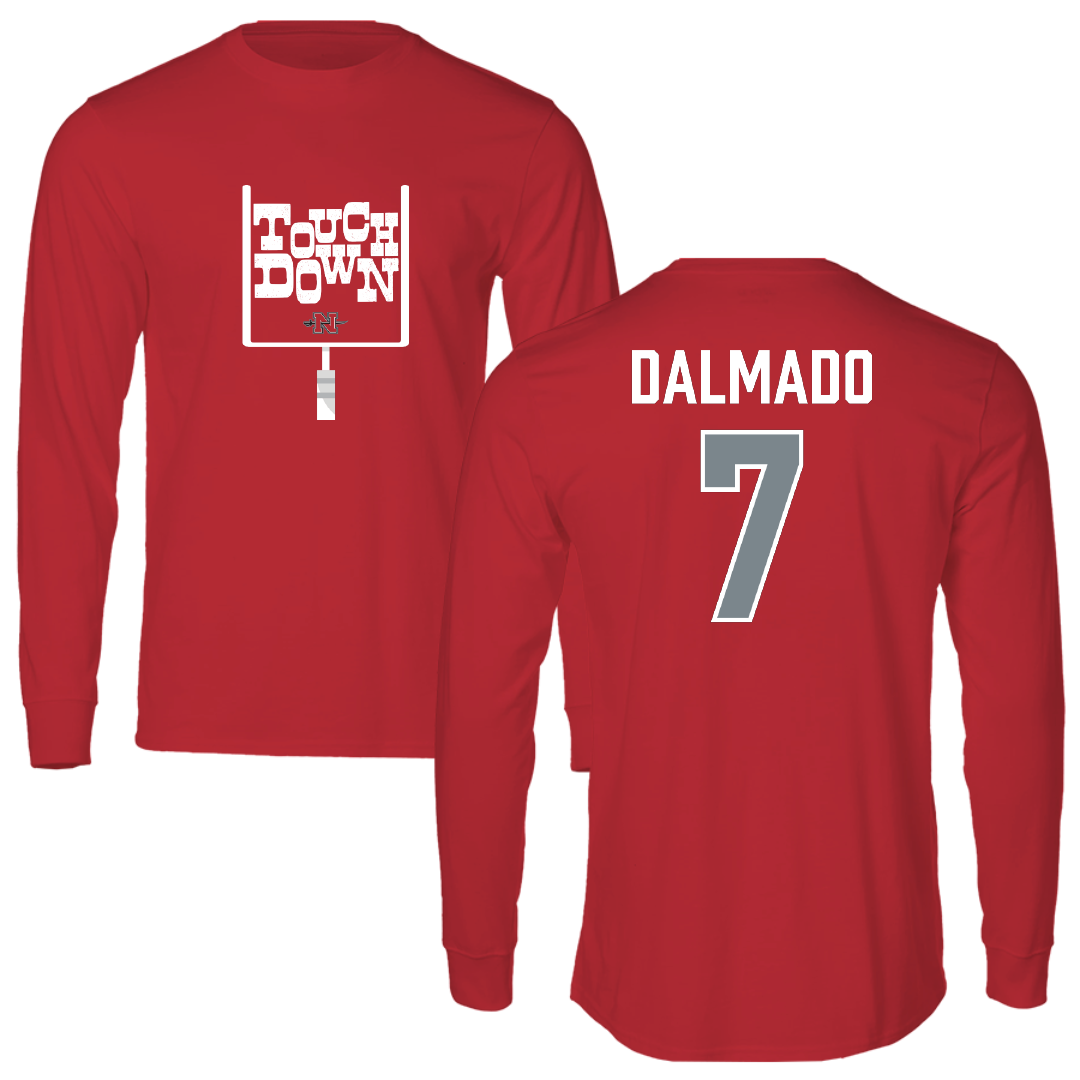 Nicholls State University Football Red Touchdown Long Sleeve - #7 Jake Dalmado